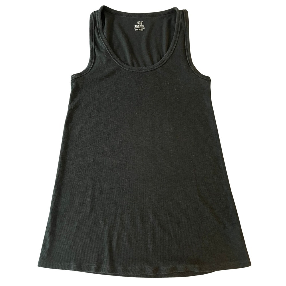 Aerie Mana Black Ribbed Scoop Neck Tank Top Womens Size Medium (1106)